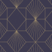 ネイビー地にゴールドのラインが映える幾何学模様の壁紙
